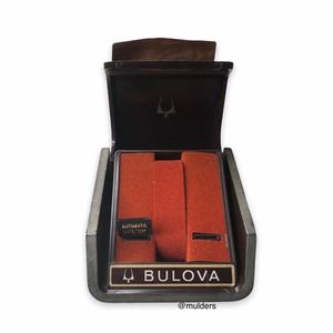 Vintage Bulova Automatic Original Plastic Leather Watch Display Storage Box Case
